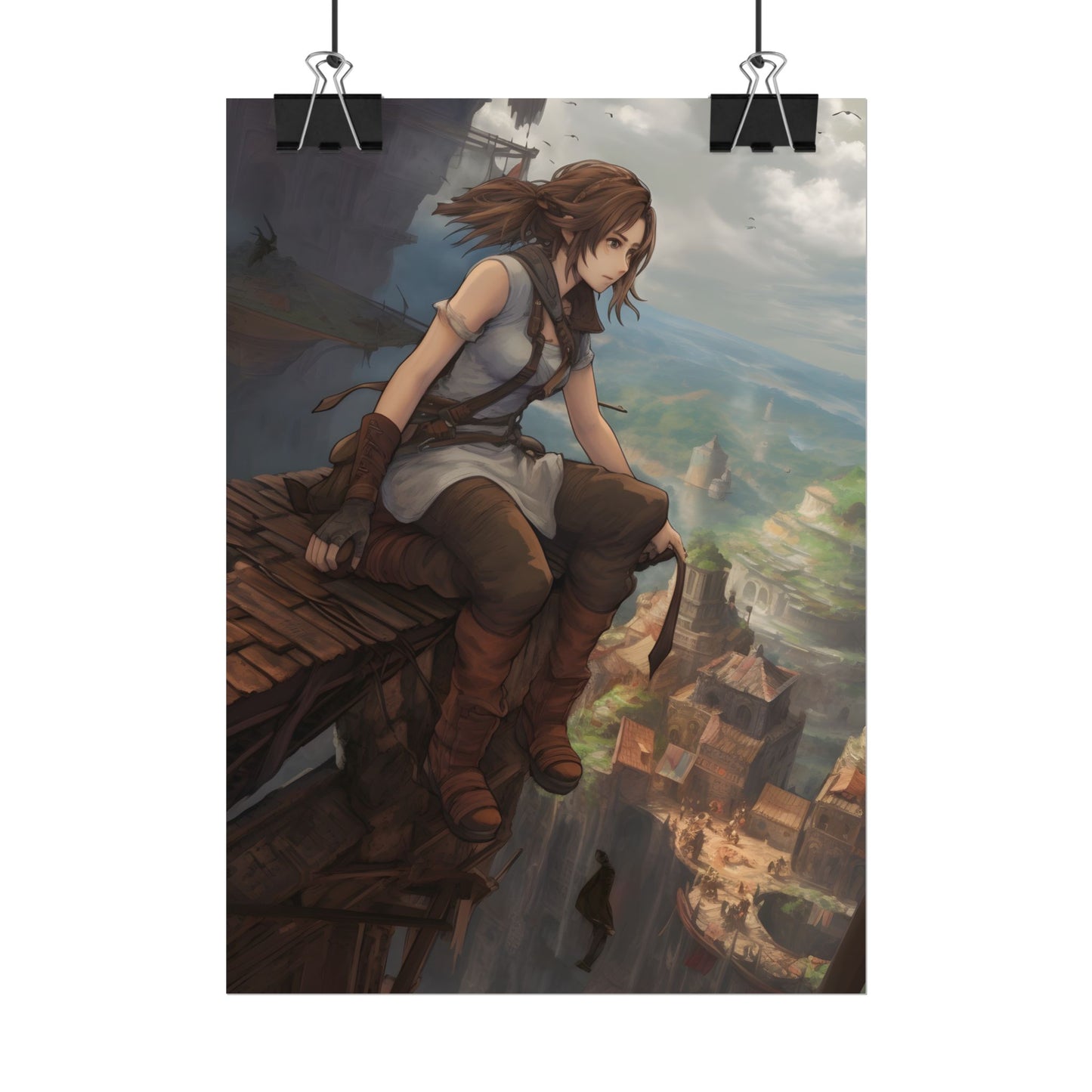 Dramatic Anime Birds Eye View: Dynamic Digital Art - Poster