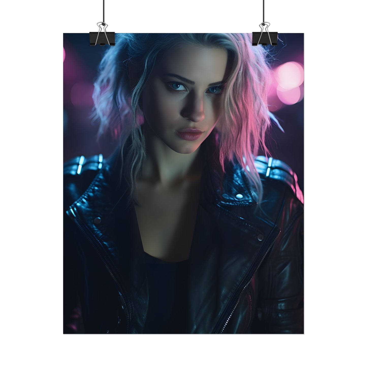 Cyberpunk Teen: Moody Expression Digital Art - Poster