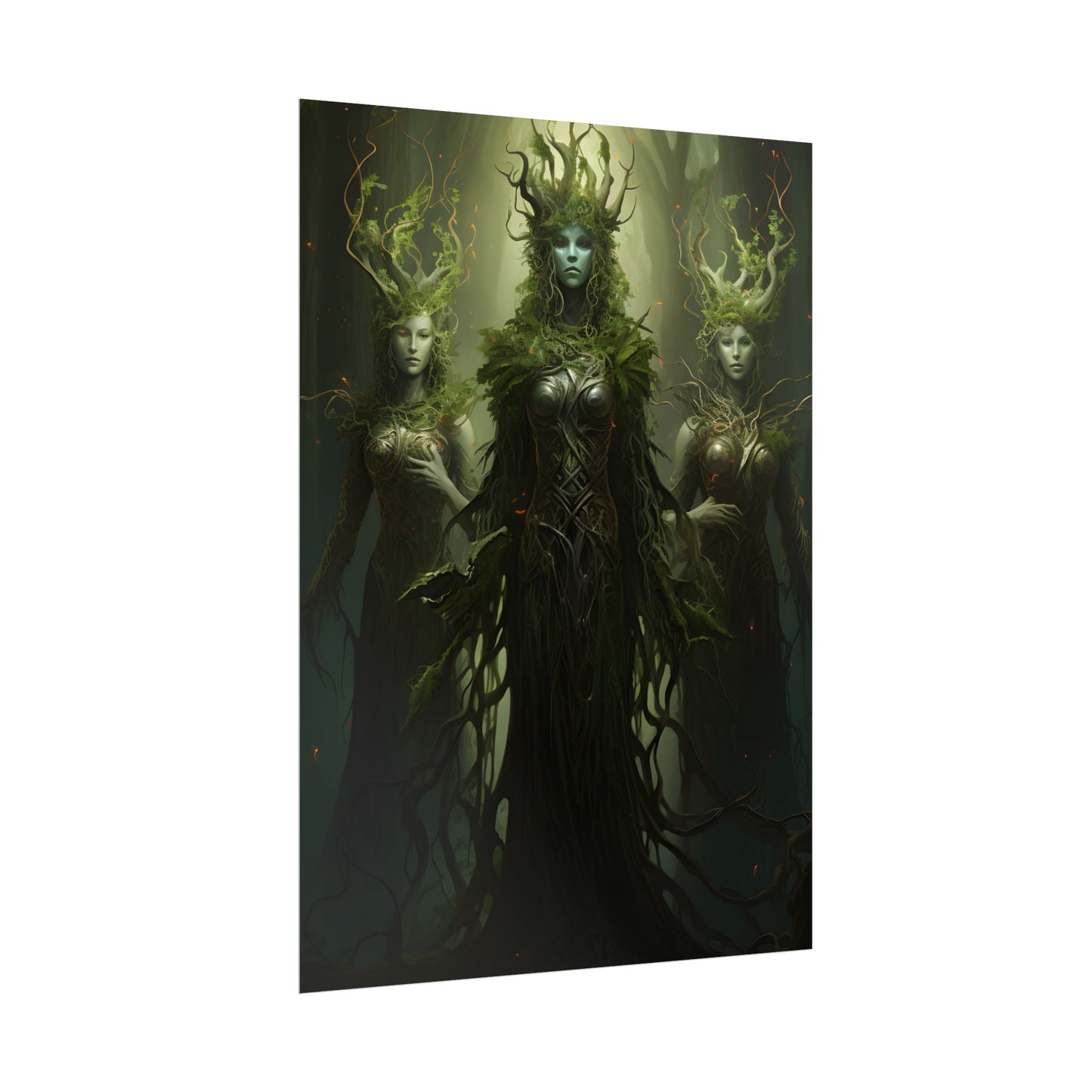 Mystical Forest Guardians: Ancient Tree Spirits Digital Art - Poster