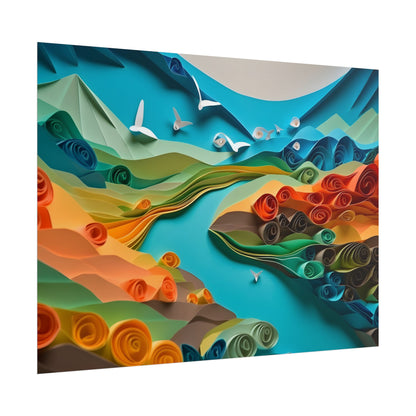 Magical Beach Paradise: Peaceful Paper Quilling Art - Poster