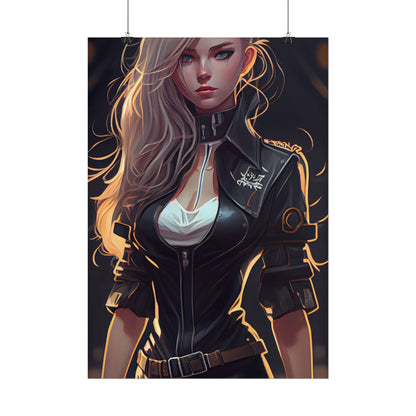 Blonde Female Police Officer: Calm Professional in Hotel Lobby - Poster