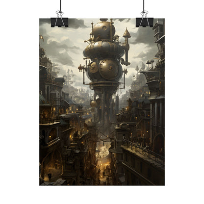 Vibrant Steampunk City: A World of Wonder - Poster