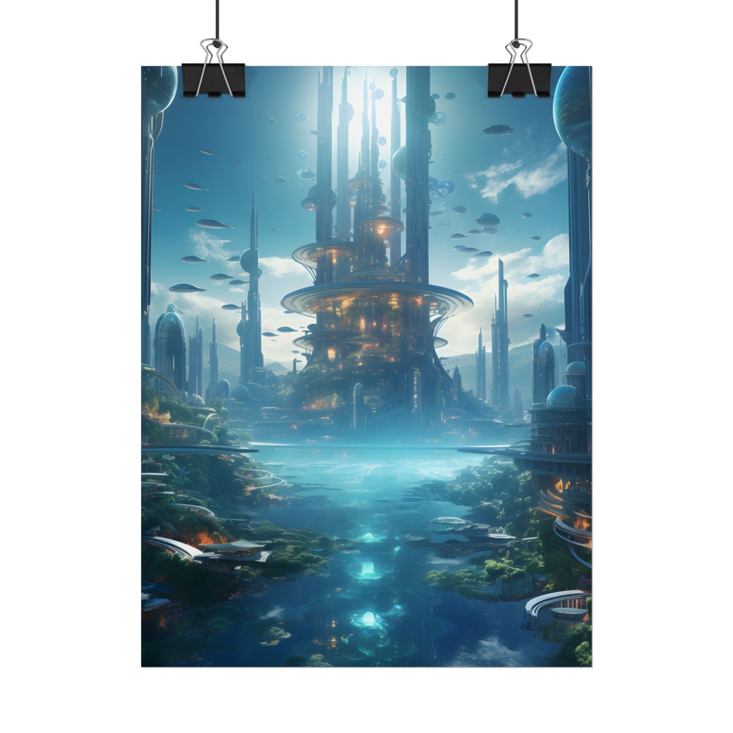 Underwater Futuristic City: Submerged Metropol Digital Artwork - Poster