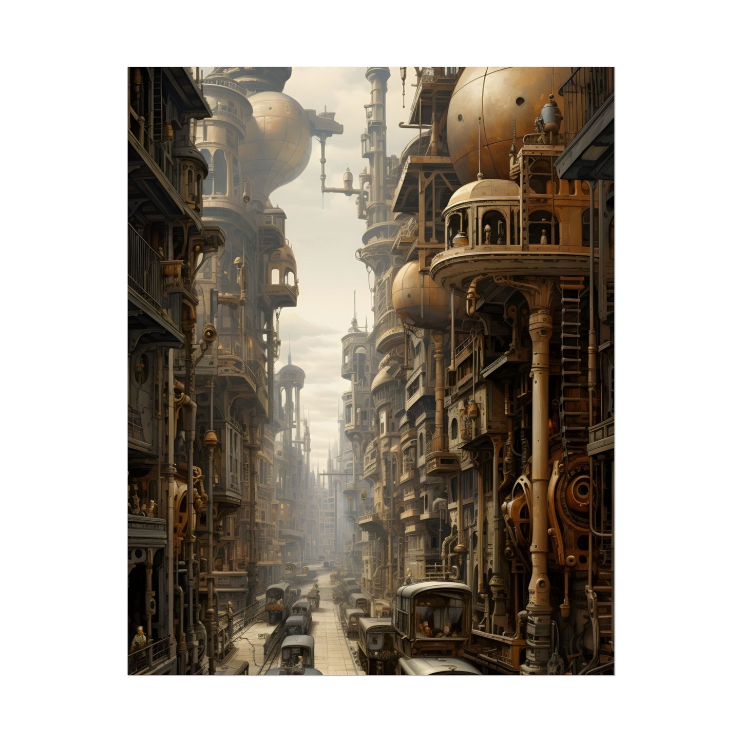 Steampunk Cityscape: A Glimpse into Jules Verne's Paris - Poster