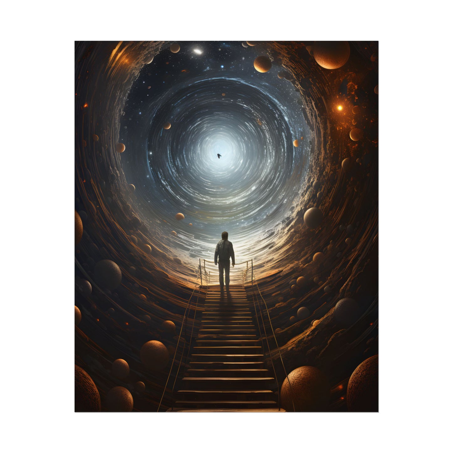 Space-Time Explorer: Intrepid Journey in Black and White - Poster