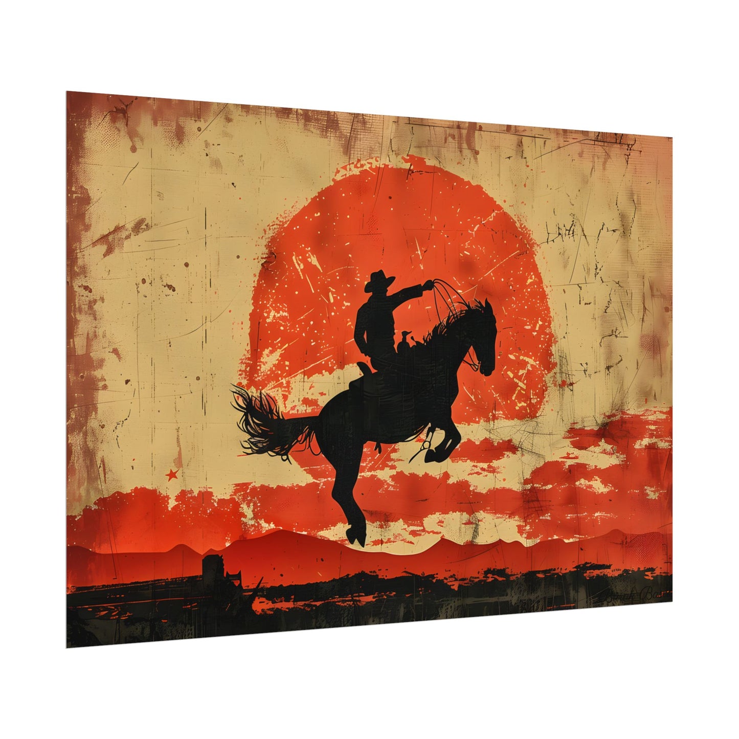Vintage Rodeo Cowboy: Classic Bucking Bronco Art - Poster