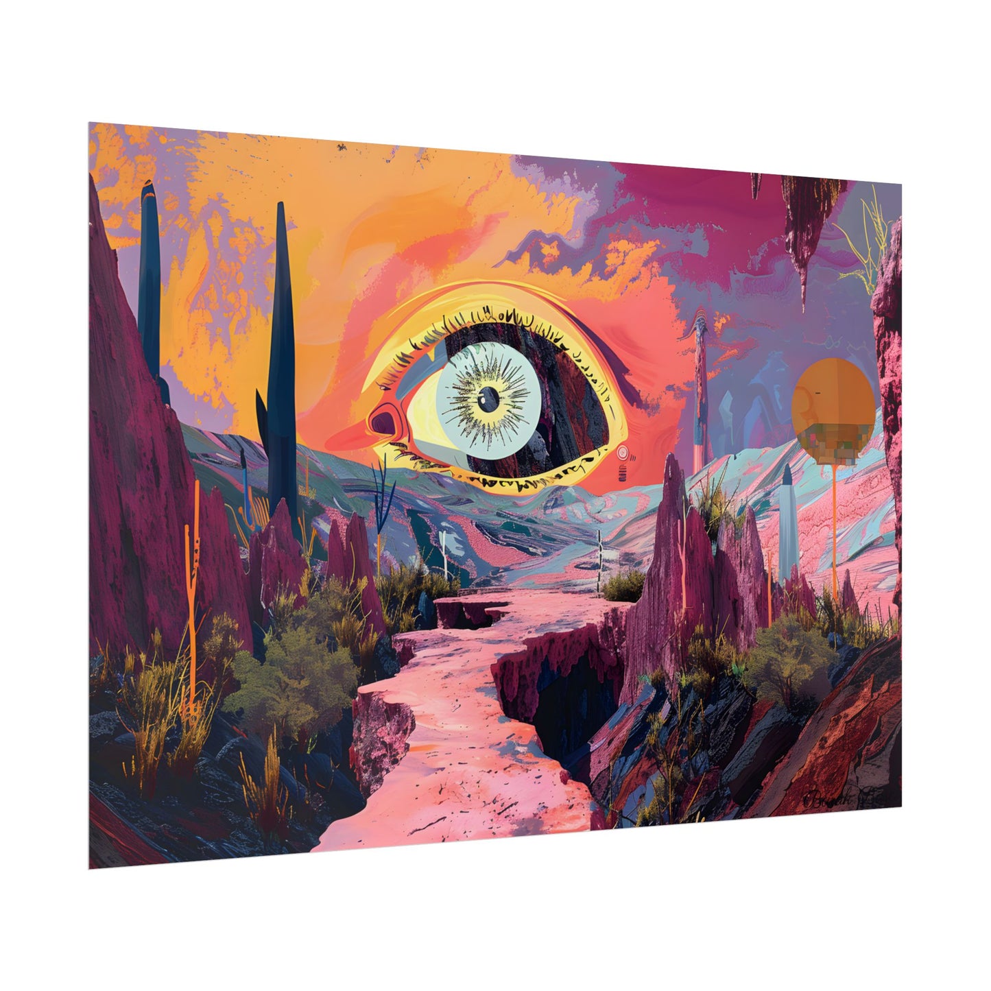 Surreal Eye: Vibrant Landscape Digital Art - Poster
