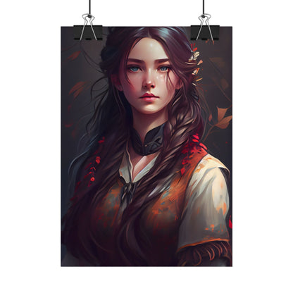 Vibrant Portrait: Brown Hair, Green Eyes Artwork - Poster