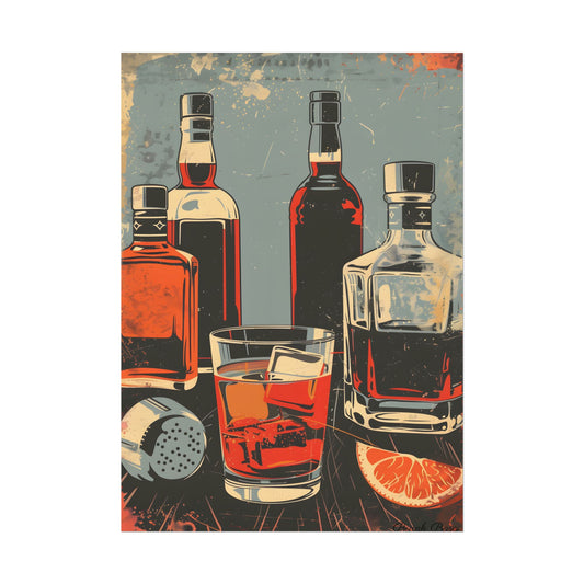 Vintage Classic Cocktail: Old-Fashioned Glass Artwork - Poster