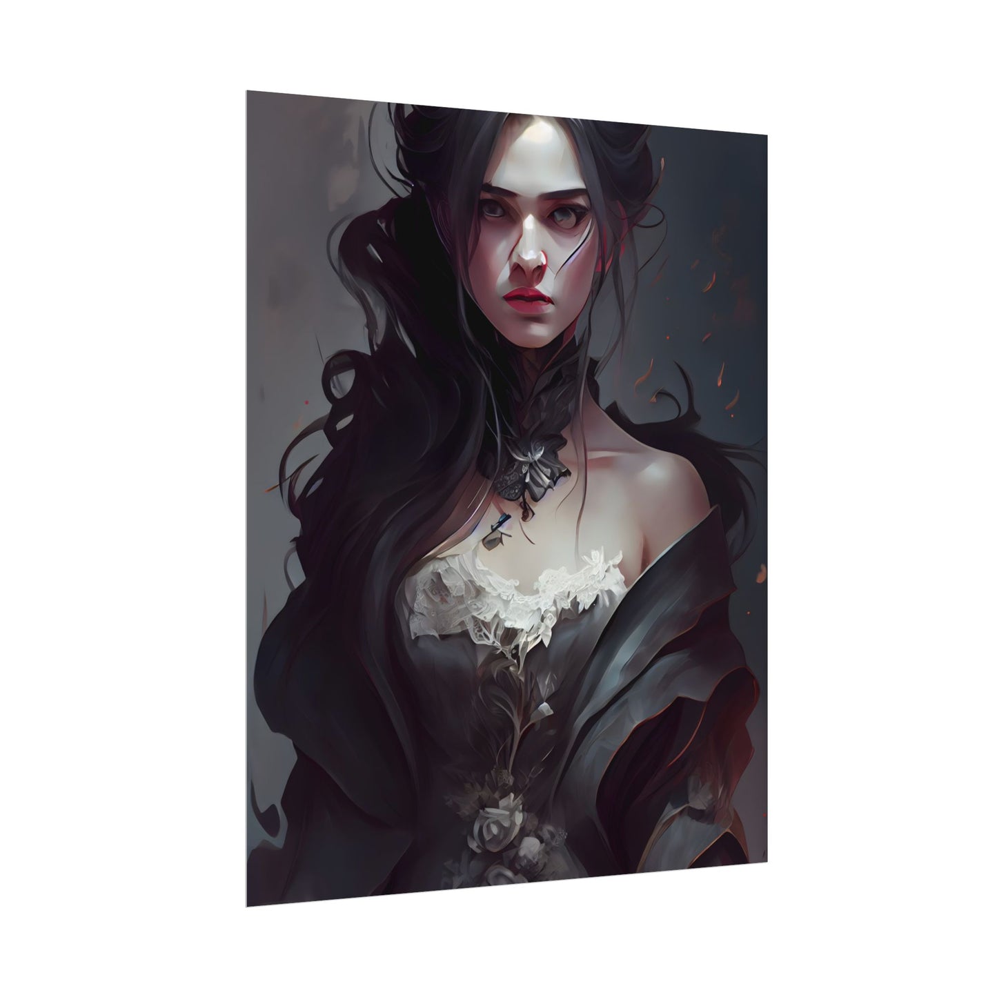 Black Haired Female Portrait: Elegant Outdoor Beauty - Poster
