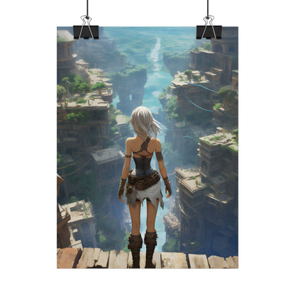 Dramatic Anime Female: Dynamic Birds Eye View Artwork - Poster
