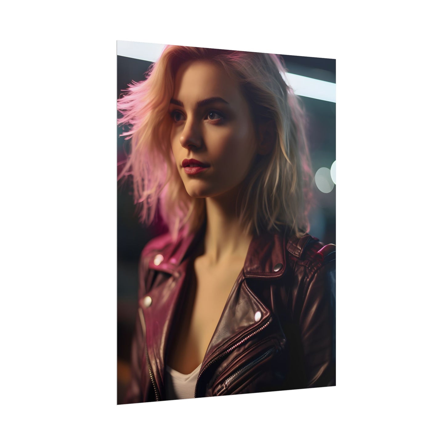 Cyberpunk Teen Close-Up: Digital Artwork - Poster