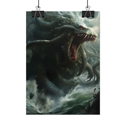Mythic Ocean Terror: Ancient Sea Monster with Six Tentacles - Poster