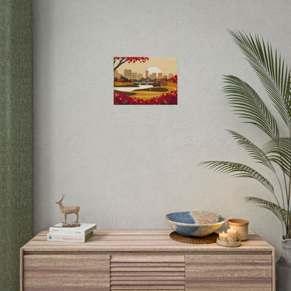Retro Golf Illustration: Classic Course Scene - Poster