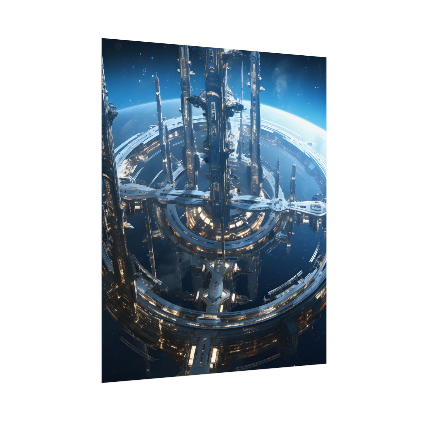 Futuristic Space Station: Aetherial Hub - Poster