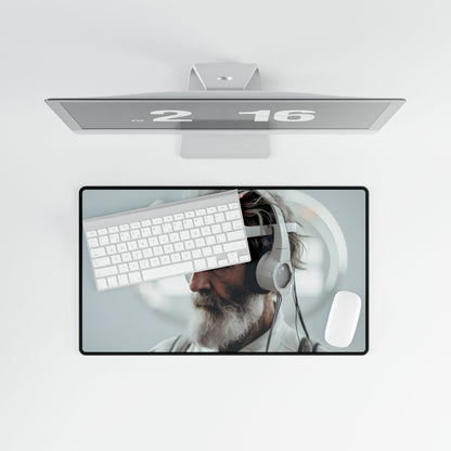 Futuristic Tech-Savvy Senior: Digital Art - Desk Mat