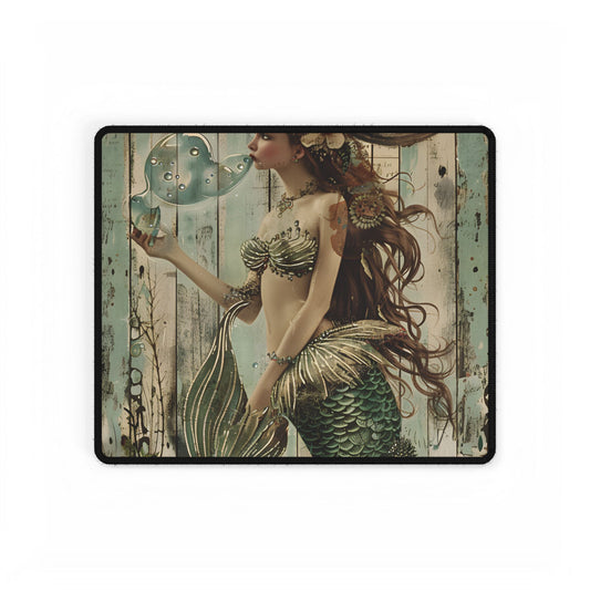 Vintage Mermaid Soap Beauty: A Dreamy Artwork - Desk Mat