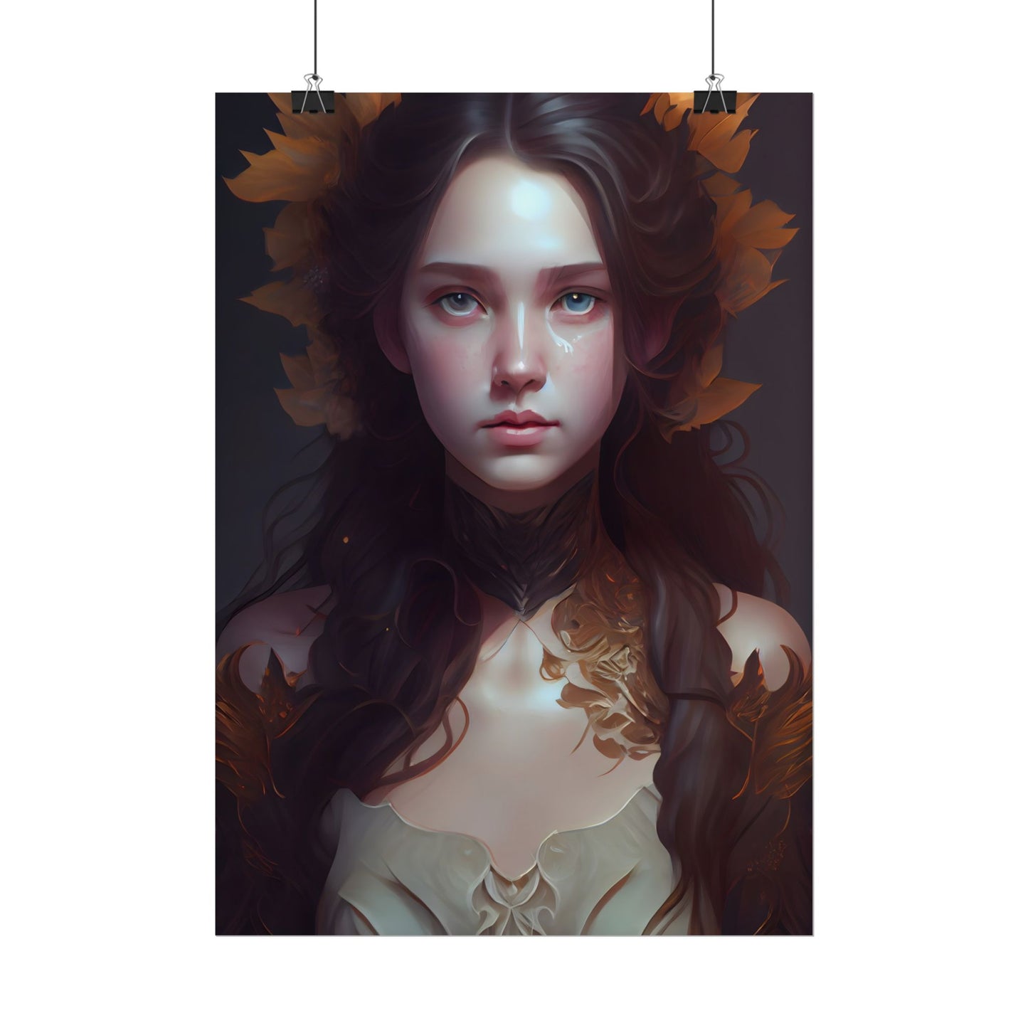 Brown Hair Female Portrait: Artistic Style Digital Art - Poster