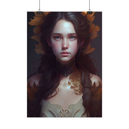 Brown Hair Female Portrait: Artistic Style Digital Art - Poster