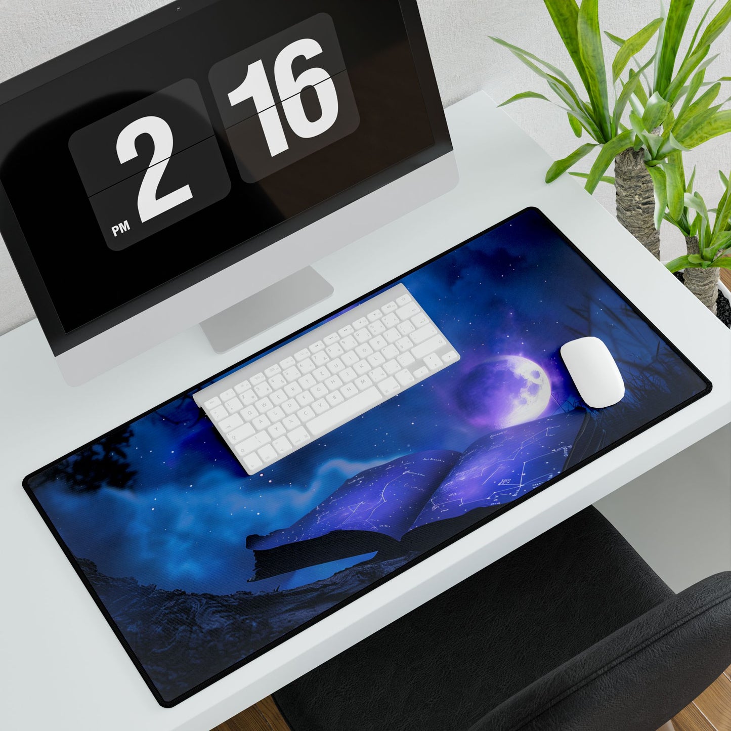 Starry Night Sky: Tranquil Celestial Scene - Desk Mat