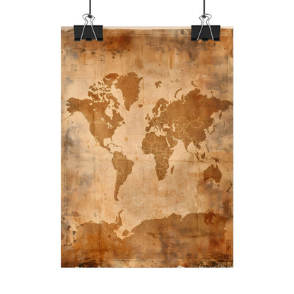 Vintage World Map: Artistic Cartography on Canvas - Poster