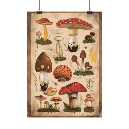 Vibrant Mushroom Species Poster: A Colorful Collection - Poster