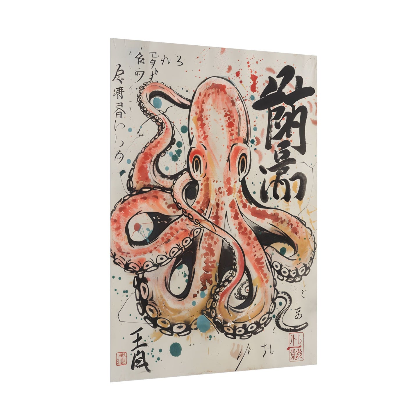 Traditional Japanese Octopus Artwork: Ukiyo-e Print - Poster