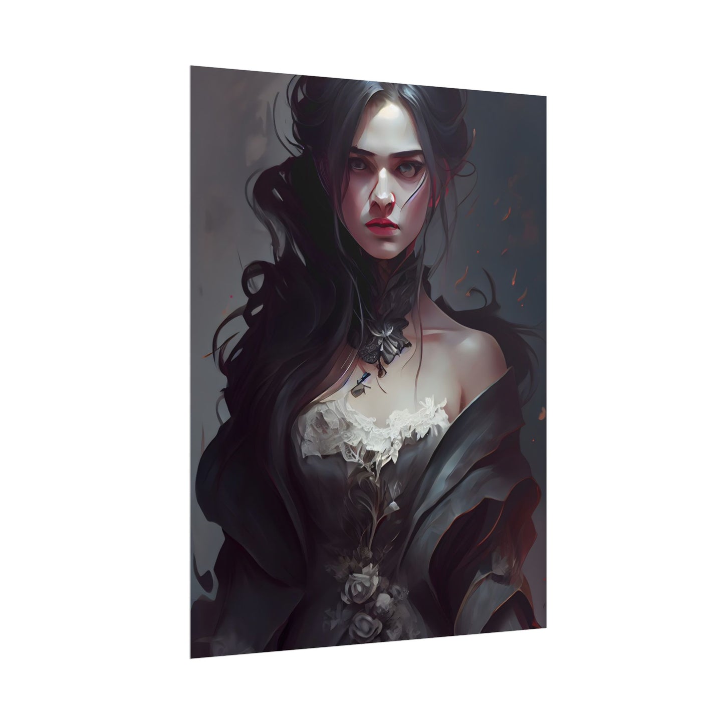 Black Haired Female Portrait: Elegant Outdoor Beauty - Poster
