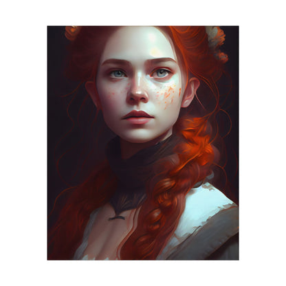 Astonishing Redhead Portrait: Elegant Young Woman in Dress - Poster