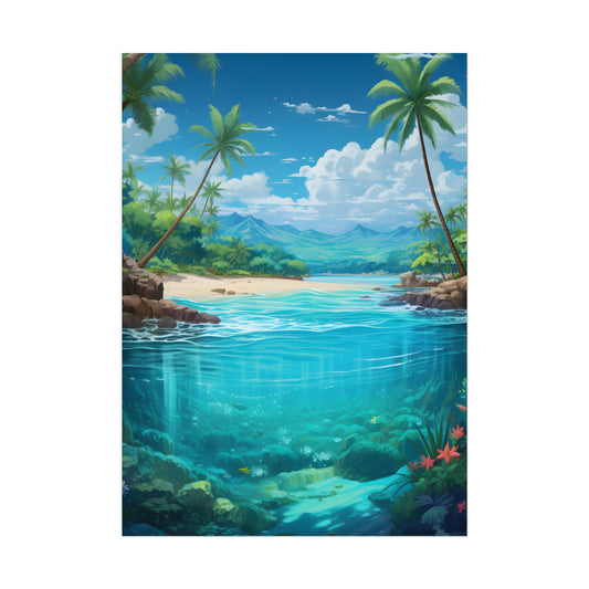 Tropical Paradise Serenity: Tranquil Island Escape Art - Poster