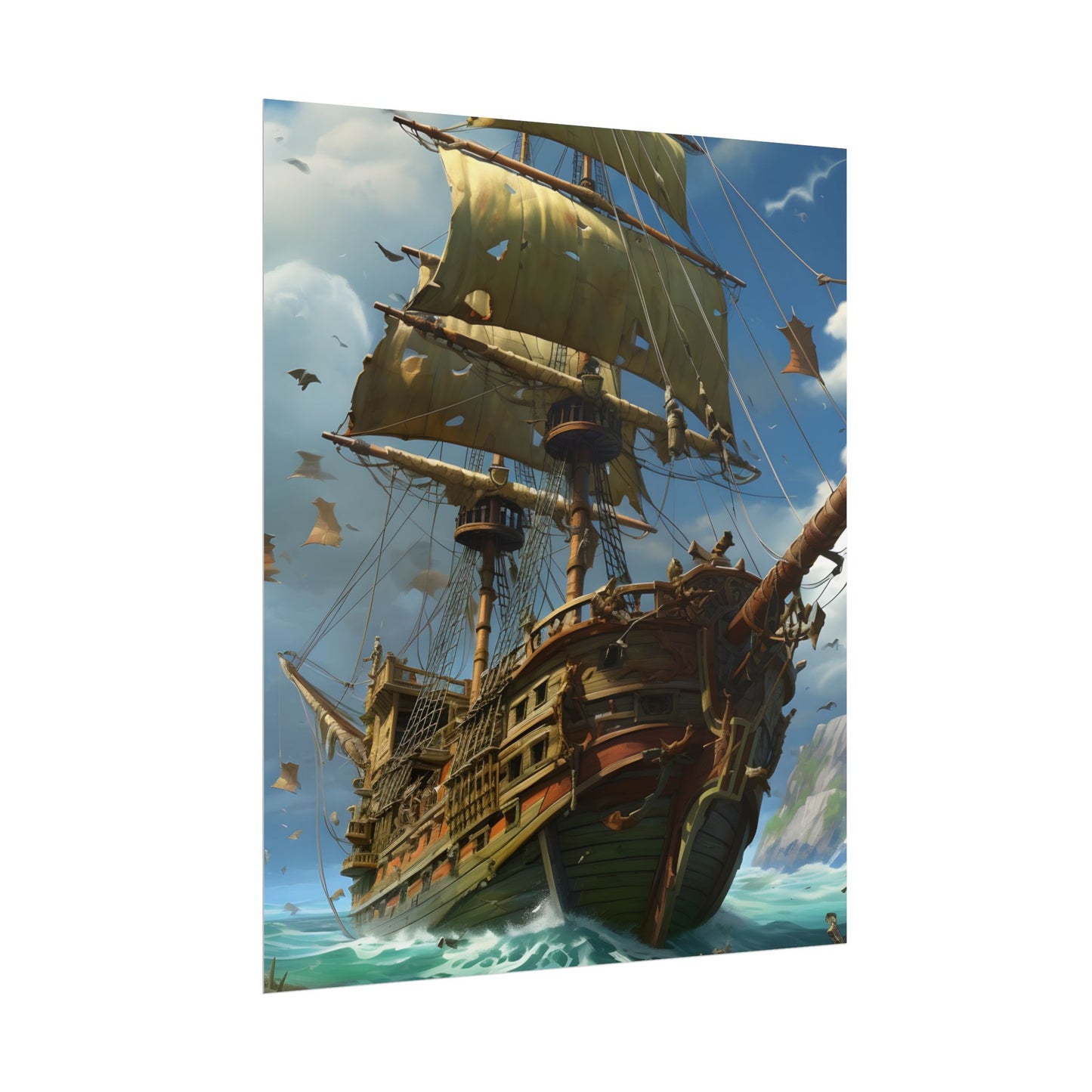 Swashbuckling Time-Traveling Pirate Crew: Colorful Artwork - Poster