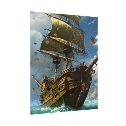 Swashbuckling Time-Traveling Pirate Crew: Colorful Artwork - Poster