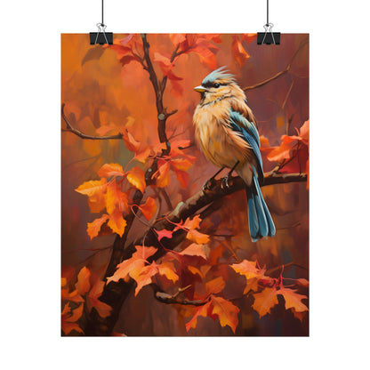Vibrant Oak Branch: Colorful Oil Painting Artwork - Poster