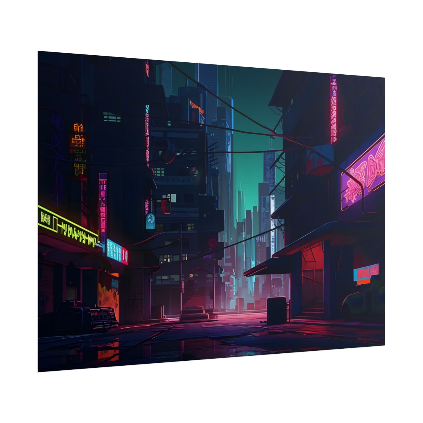Nightfall in Neo-City: A Melancholic Cyberpunk Scene - Poster