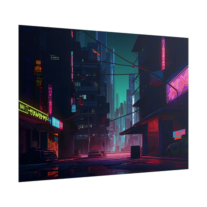 Nightfall in Neo-City: A Melancholic Cyberpunk Scene - Poster