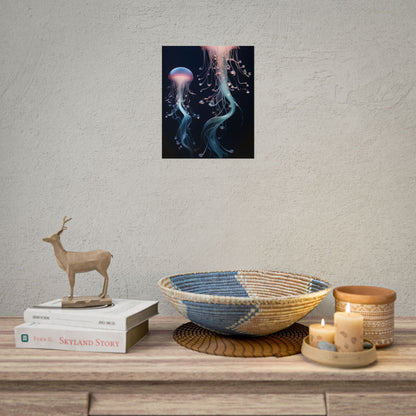 Bioluminescent Oceanic Ballet: Underwater Dancer in Motion - Poster