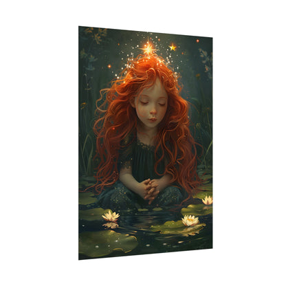 Sparkly Redhead Daydream: Young Girl Digital Art - Poster