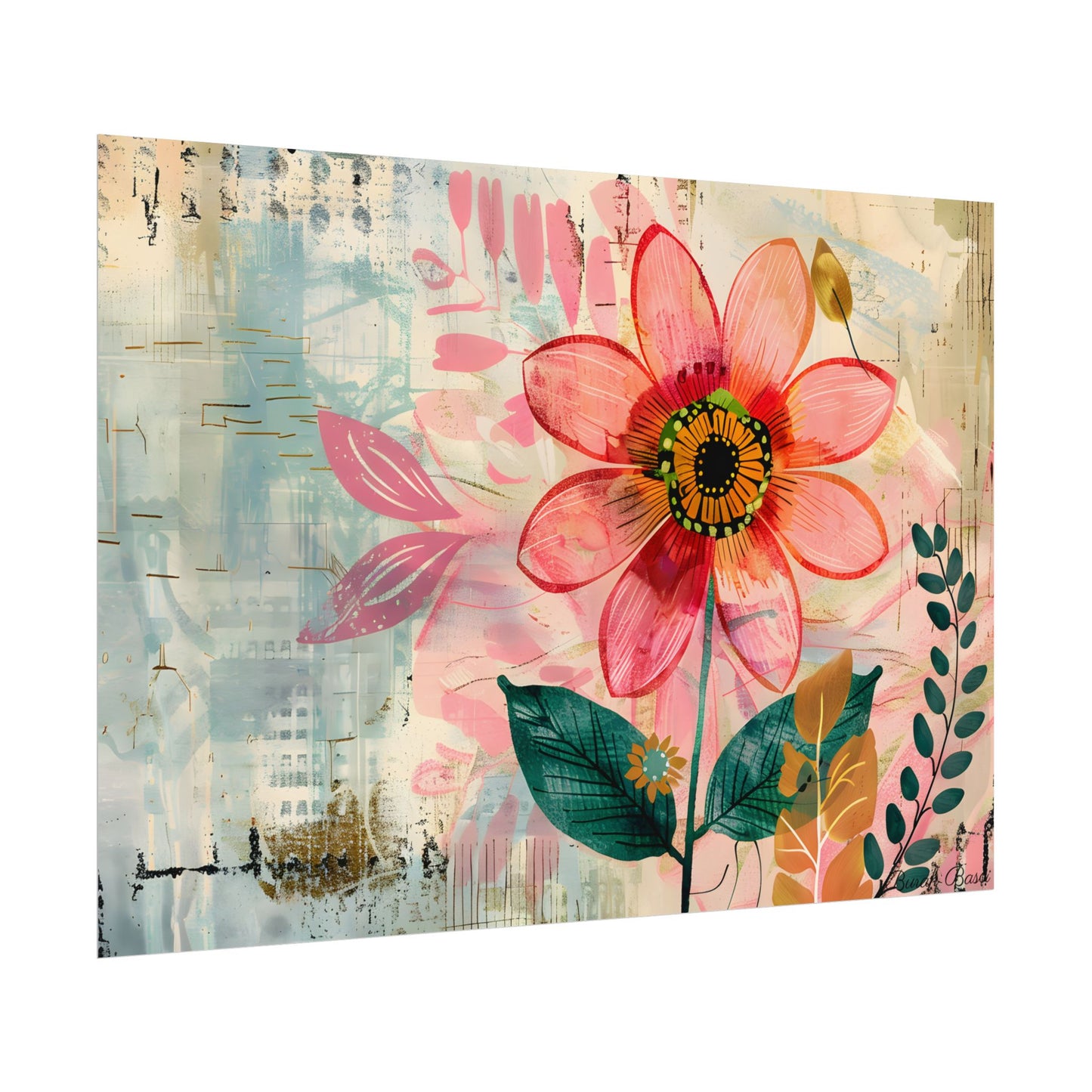 Blooming Growth: Whimsical Flower Art - Poster