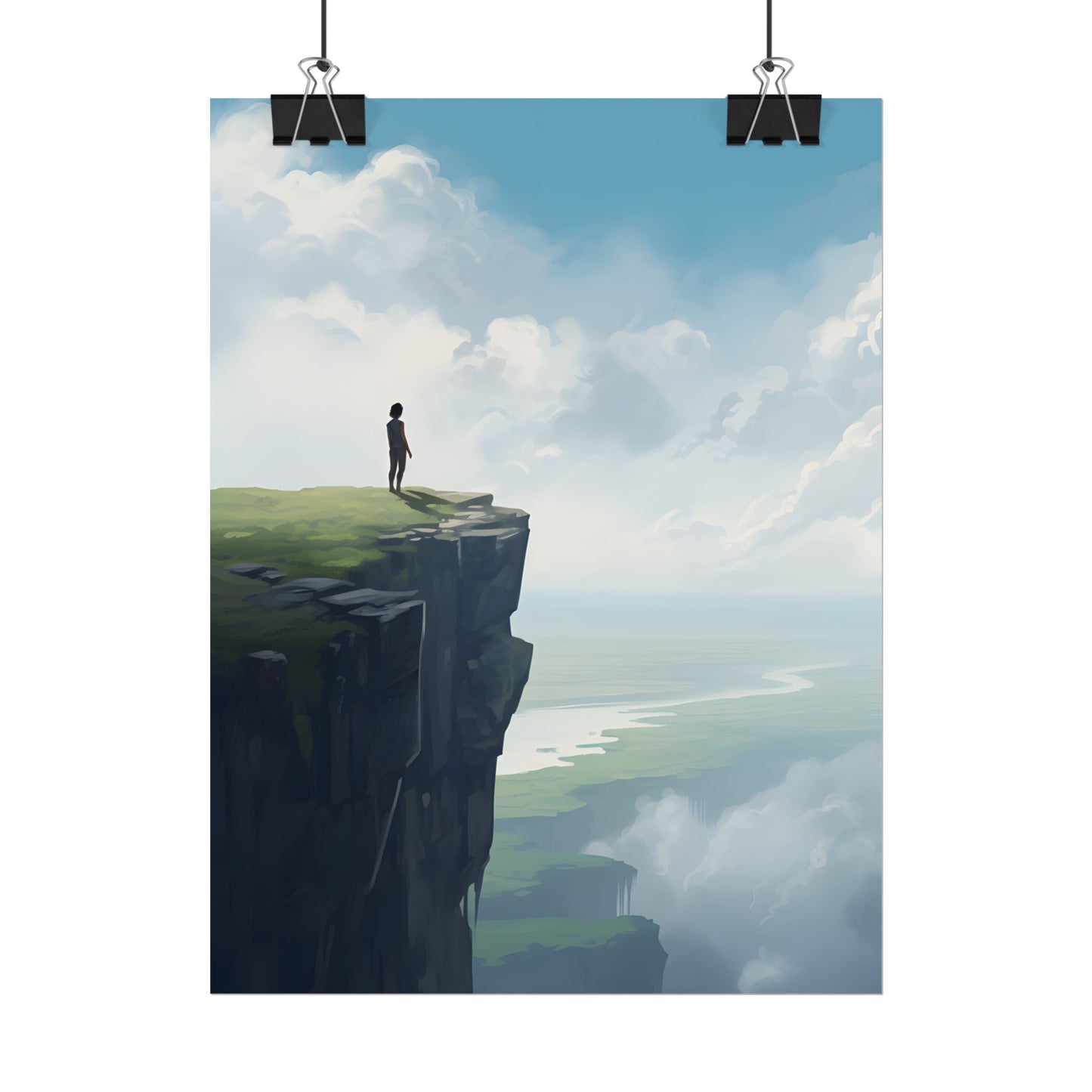 Spring Afternoon Outdoor Scene: Person Walking on Sidewalk - Poster