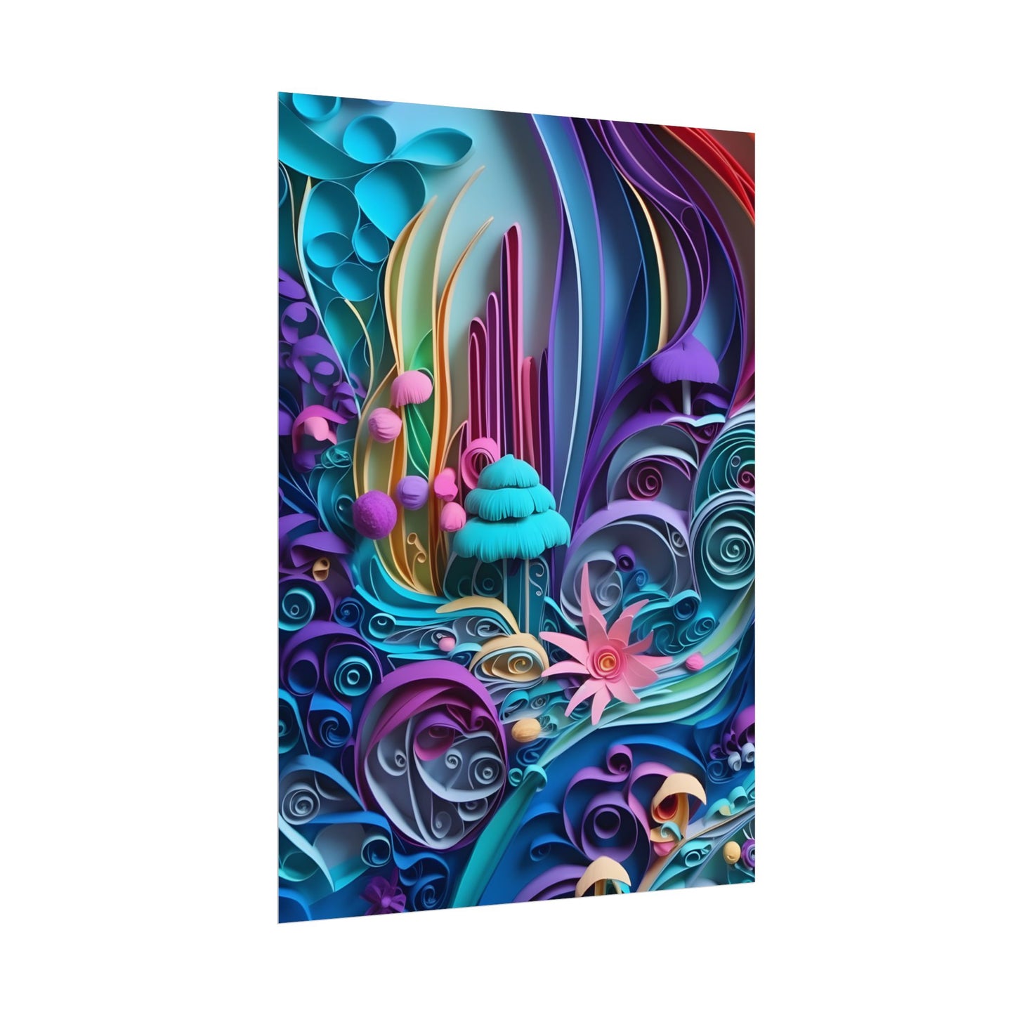 Vibrant Beach Landscape: Paper Quilling Artwork - Poster