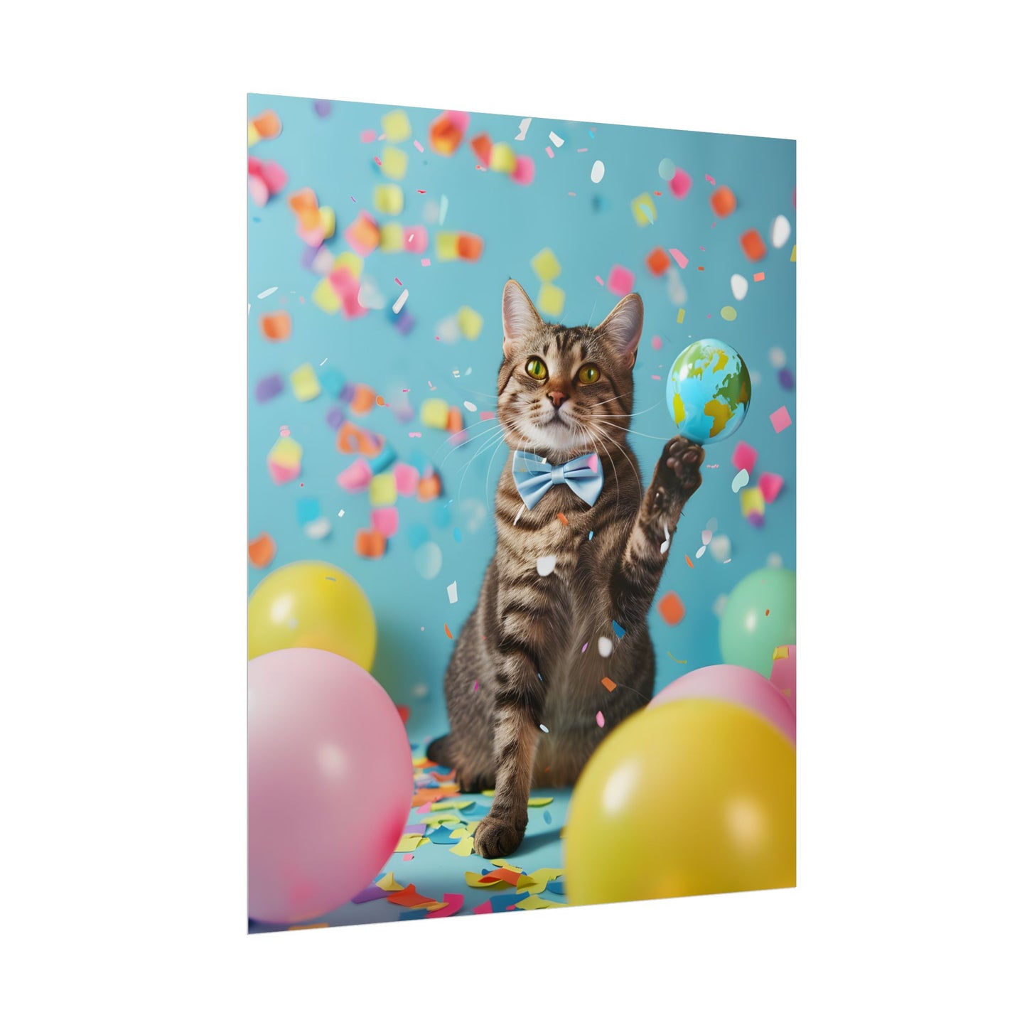 Whimsical Cat in Bow Tie: Close-Up Art Print - Poster