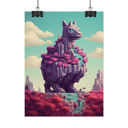 Futuristic Cyber Pet: Neon Pixel Art - Poster