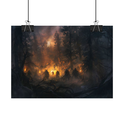 Tranquil Forest Sunset: People Connecting with Nature - Poster