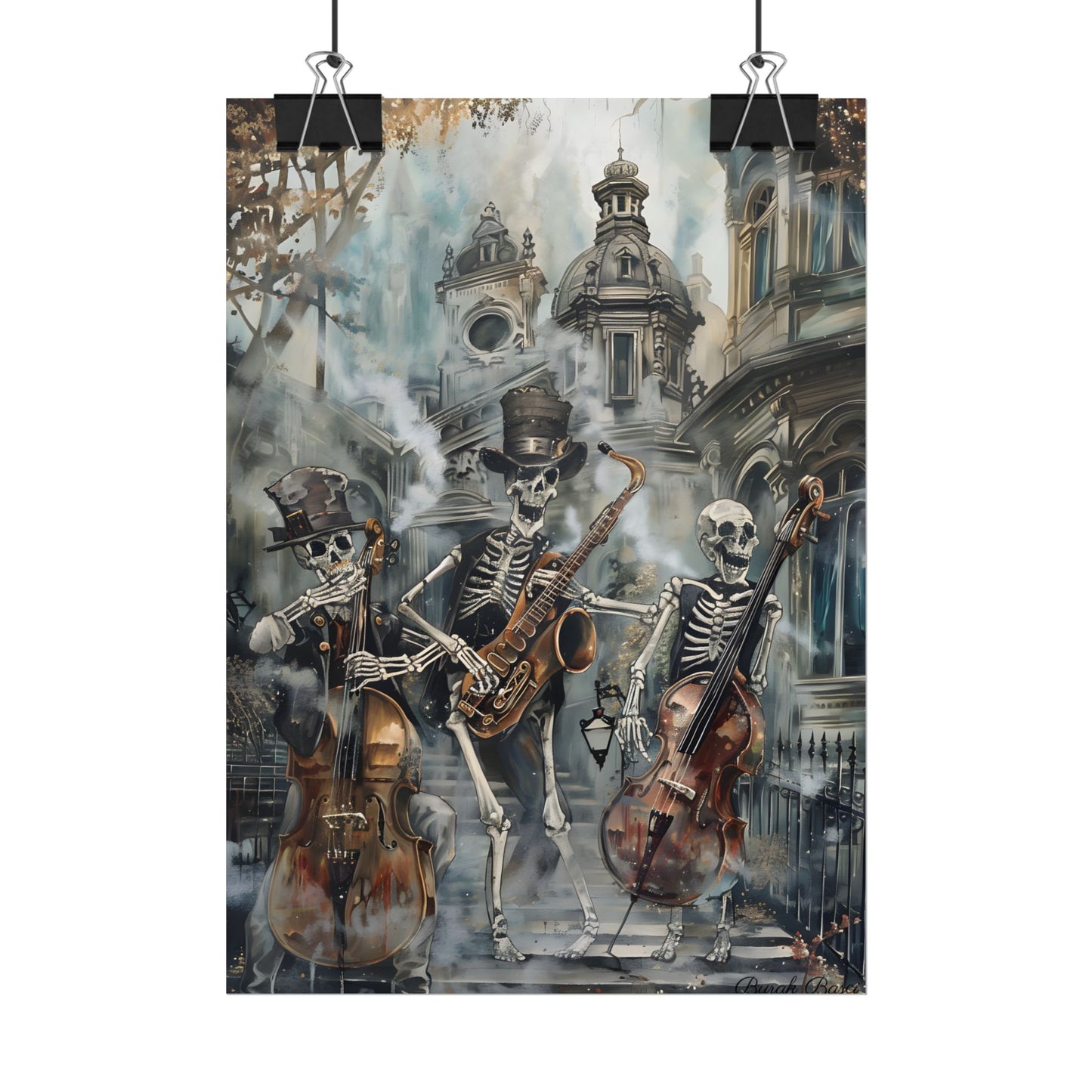 Victorian Lowbrow Jazz: Skeleton Band in Artistic Swing - Poster
