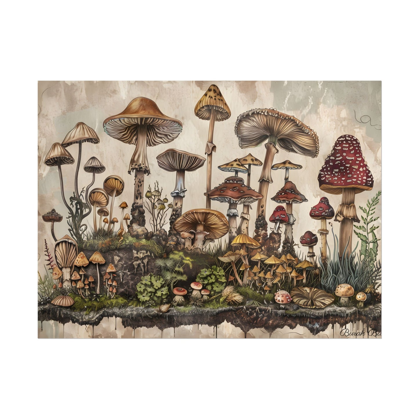 Vintage Mushroom Illustrations: A Collection of Unique Fungi - Poster