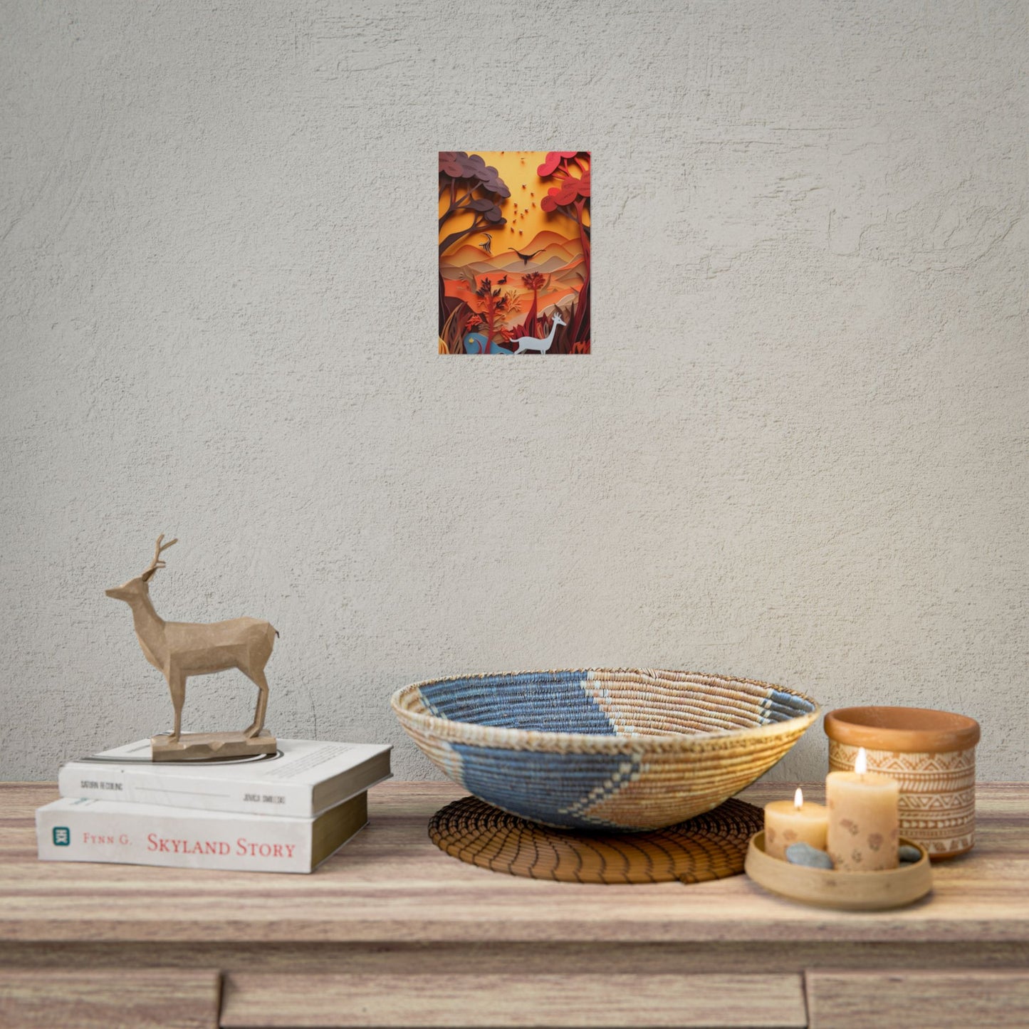 Vibrant African Quilled Landscape: Colorful Paper Artwork - Poster