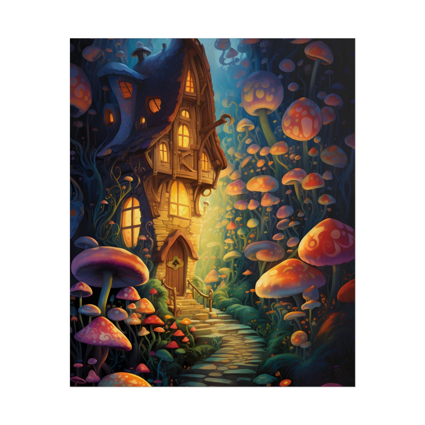 Enchanted Forest Whimsy: Vibrant Fairy Tale Artwork - Poster