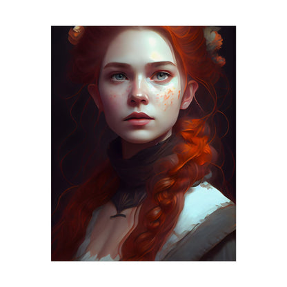 Astonishing Redhead Portrait: Elegant Young Woman in Dress - Poster