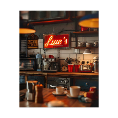 Cozy Retro Kitchen Artwork: Lukes Diner Sign Digital Art - Poster