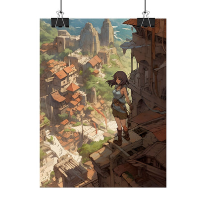 Dramatic Anime Feather: Bird's Eye View Illustration - Poster